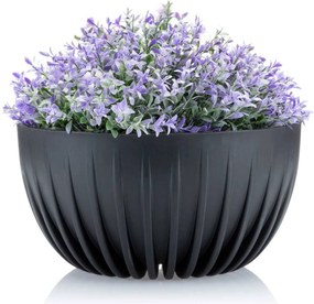 PLASTOVÝ KVETINÁČ STRIPPED ECO SADA 2KS 16X30 CM+15X24 CM ANTRACITOVÁ
