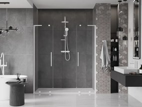 Mexen Velar L Duo, posuvné sprchové dvere do otvoru 180 cm, 8mm číre sklo, biela matná, 871-180-003-02-20