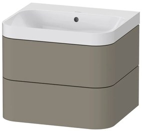 DURAVIT Happy D.2 Plus c-shaped závesná skrinka s nábytkovým umývadlom bez otvoru, 2 zásuvky, 575 x 490 x 480 mm, kameňovo šedá matná lakovaná, HP4345N9292