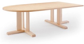 Stôl KUPOL, polovičný ovál, 1800x800x500 mm, linoleum - béžová, breza