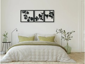 drevko Viacdielny obraz Vtáčí triptych Rozmer obrazu: 22,5 x 65 cm, Farba dekorácie: Čierna