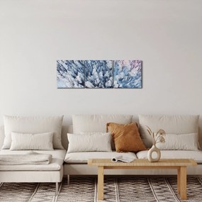 Obraz zasnežených stromov (s hodinami) (90x30 cm)