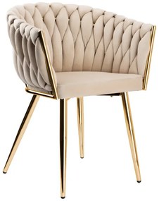 Jedálenská stolička COFTON zamatová, zlatá / béžová
