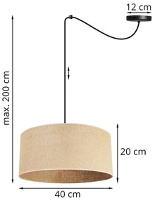 Závesné svietidlo Juta Spider, 1x jutové tienidlo, (výber z 2 farieb konštrukcie), (fi 40cm)