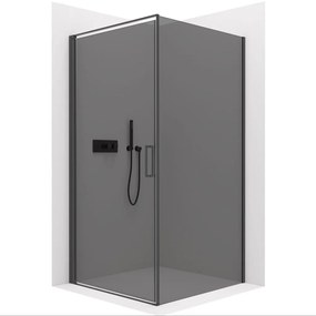 CERANO - Sprchovací kút Porte Ľ/P - 8 mm - čierna matná, grafitové sklo - 90x80 cm - krídlový, CER-CER-8050BD7494