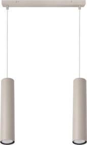 Závesné svietidlo Tuba, 2x béžové kovové tienidlo