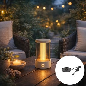 Vonkajšia stolná lampa béžová nabíjateľná vrátane nabíjacej stanice IP65 - Grill