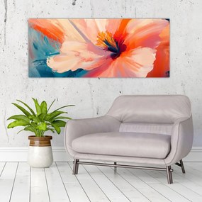 Obraz - Maľovaný kvet (120x50 cm)