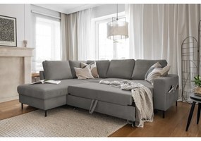 Sivá menčestrová rozkladacia rohová pohovka (ľavý roh) Lofty Lilly – Miuform