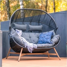 MI Dvojité ratanové kreslo HOLAND čierne