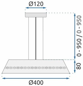 Toolight, LED závesné svietidlo Cristal 20W APP1028-CP, čierna, OSW-01233