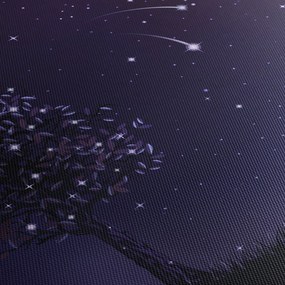 Obraz - Noc zachytená ilustrácou (s hodinami) (90x30 cm)