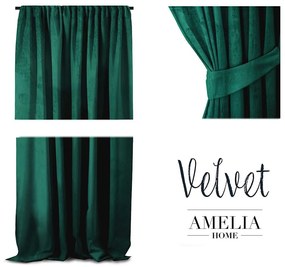 Záves AmeliaHome Velvet I tmavozelený