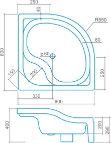 Roltechnik Polohlboká samonosná sprchová vanička SEMIDEEP NEO 80 cm 80 cm
