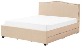 Čalúnená posteľ s úložným priestorom 180 x 200 cm béžová MONTPELLIER Beliani