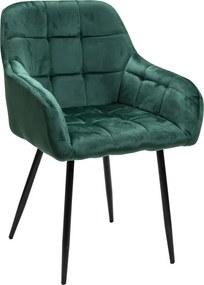 Tmavozelené jedálenské kreslo MARLEN VELVET s čiernymi nohami