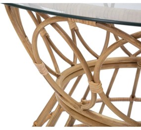 Okrúhly konferenčný stolík so sklenenou doskou v prírodnej farbe ø 75 cm Panama - Mauro Ferretti