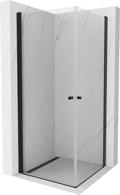 Mexen Pretoria Duo, 2-krídlový sprchovací kút 100 (dvere) x 100 (dvere) cm, 6mm číre sklo, čierny profil, 852-100-100-70-00-02