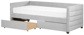 Zamatová posteľ 90 x 200 cm svetlosivá MARRAY Beliani