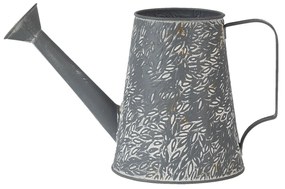 Šedo béžová plechová dekoratívna kanva - 14 * 14 * 17 cm