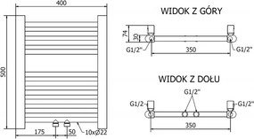 Mexen Mars, elektrické vykurovacie teleso 500 x 400 mm, 300 W, zlatá lesklá, W110-0500-400-2300-50