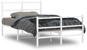 Kovový rám postele s predným a zadným čelom biely 120x200 cm 355430