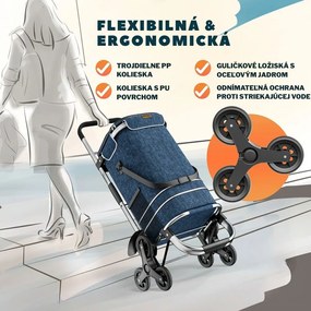 Nákupná taška na kolieskach do schodov COMFORT,50l,  modrá Monzana