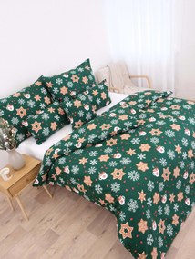 Vianočné bavlnené obliečky Renforcé - Vianočný perníček zelené