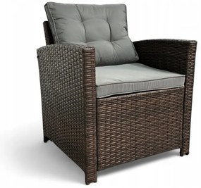 Set dvoch záhradných kresiel z technoratanu SFS020-SC - tmavo hnedé + sivé vankúše