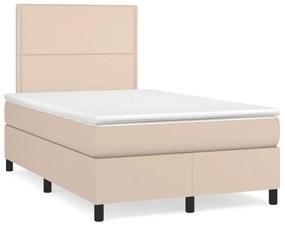 Boxspring posteľ+matrac, kapučínová 120x190cm, umelá koža 3269976