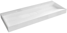 CERANO - Umývadlo z liateho mramoru Vita - nástenné aj na dosku - 2 otvory pre batériu - biela matná - 120x46 cm, CER-CER-8050BD6941