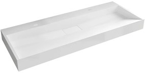 CERANO - Umývadlo z liateho mramoru Vita - nástenné aj na dosku - 2 otvory pre batériu - biela matná - 120x46 cm, CER-CER-8050BD6941