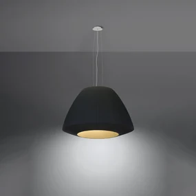 Závesné svietidlo Bella, 1x čierne textilné tienidlo, (biele sklo), (fi 60 cm)