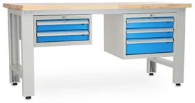 Dielenský stôl Solid OAK-23, 180 cm, 2 závesné boxy, dub