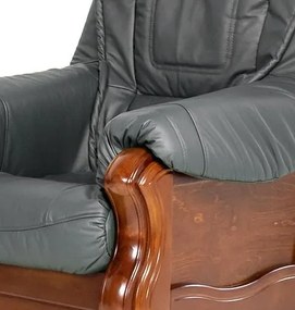 Rozkladacia kožená sedacia súprava Baron LUX 3R+1+1, šedá / čerešňa (K 23 - antracit/4 )