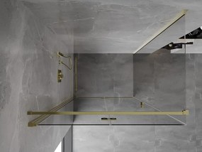 Mexen Mist-F T, 1-krídlový skladací sprchový kút ľavý 110 x 95 cm, číre sklo, zlatý lesklý profil, 8A6T-110-095-50-00-L