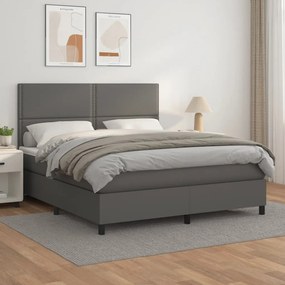 Boxspring posteľ s matracom sivá 160x200 cm umelá koža 3142795