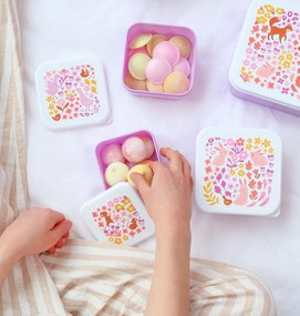 A Little Lovely Company - súprava štyroch desiatových škatuliek - kvetinová záhrada