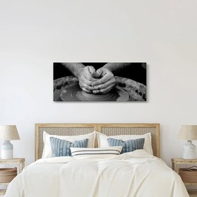 Čiernobiely obraz - výroba keramiky (120x50 cm)