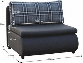 Rozkladacie kreslo s úložným priestorom Keny New - sivá / vzor