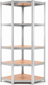 Akcia 6x Regál 180x90x40 cm rohový pozinkovaný 5-polícový, nosnosť 875 kg - 6ks