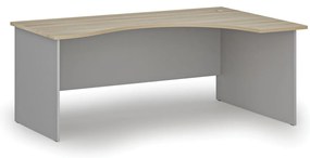 Ergonomický kancelársky písací stôl PRIMO GRAY, 180x120 cm, pravý, sivá/dub prírodný