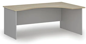 Ergonomický kancelársky písací stôl PRIMO GRAY, 180x120 cm, pravý, sivá/dub prírodný