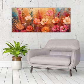 Obraz - Lúčne kvety, maľba (120x50 cm)