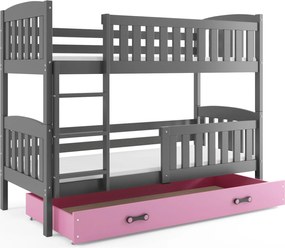 Poschodová posteľ KUBO 200x90 | grafitová - ružová
