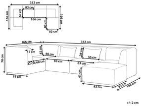 5-miestna modulárna rohová menčestrová pohovka s taburetom pravostranná tmavozelená LEMVIG Beliani