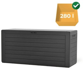 Prosperplast Úložný box WOODEBOX, 280L, 120x46x57cm, antracitová