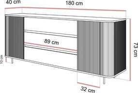KOMODA PORTOFINO GOLD BÉŽOVÁ 180 cm