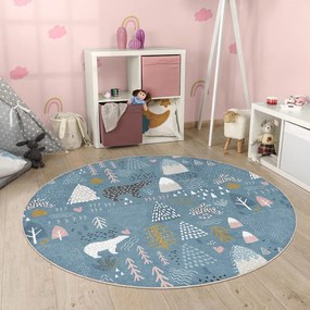 Modrý prateľný detský koberec ø150 cm Forest Land – Mila Home