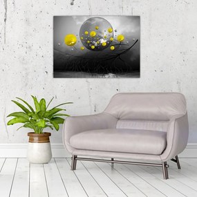 Sklenený obraz - žlté abstraktné gule (70x50 cm)
